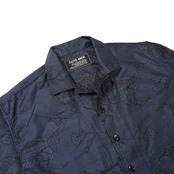 大島紬開襟シャツ KIMONO "Ohshima tsumugi" SHIRT