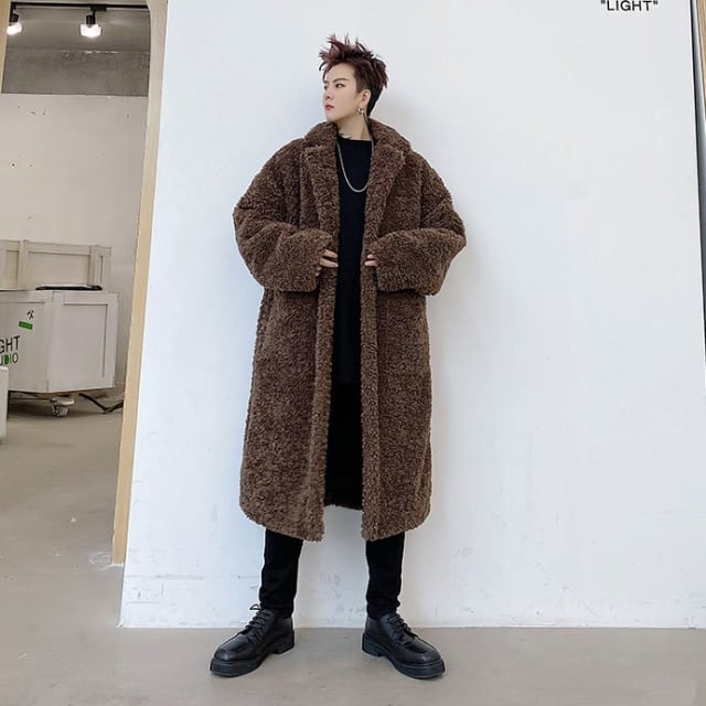 美品 23区 ロングボアオーバーコート もこもこダークブラウン M相当 38 