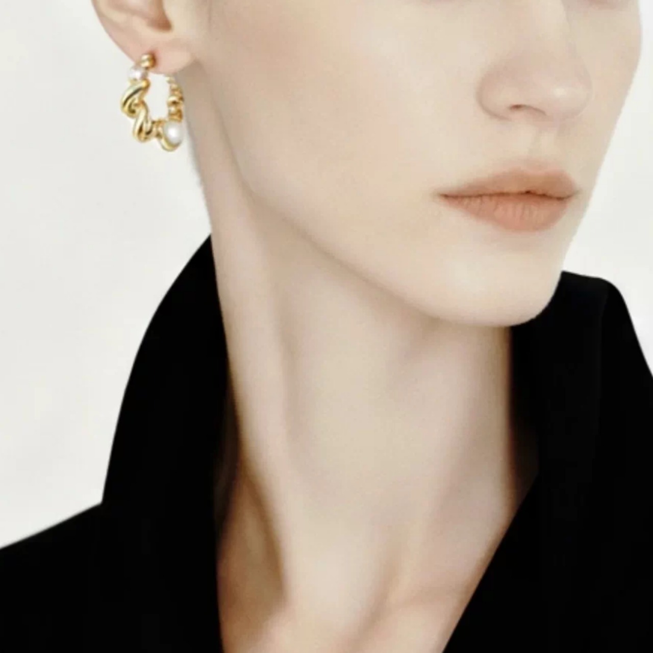 S925 Silver Braided Twist Pearl Earrings (ME490)