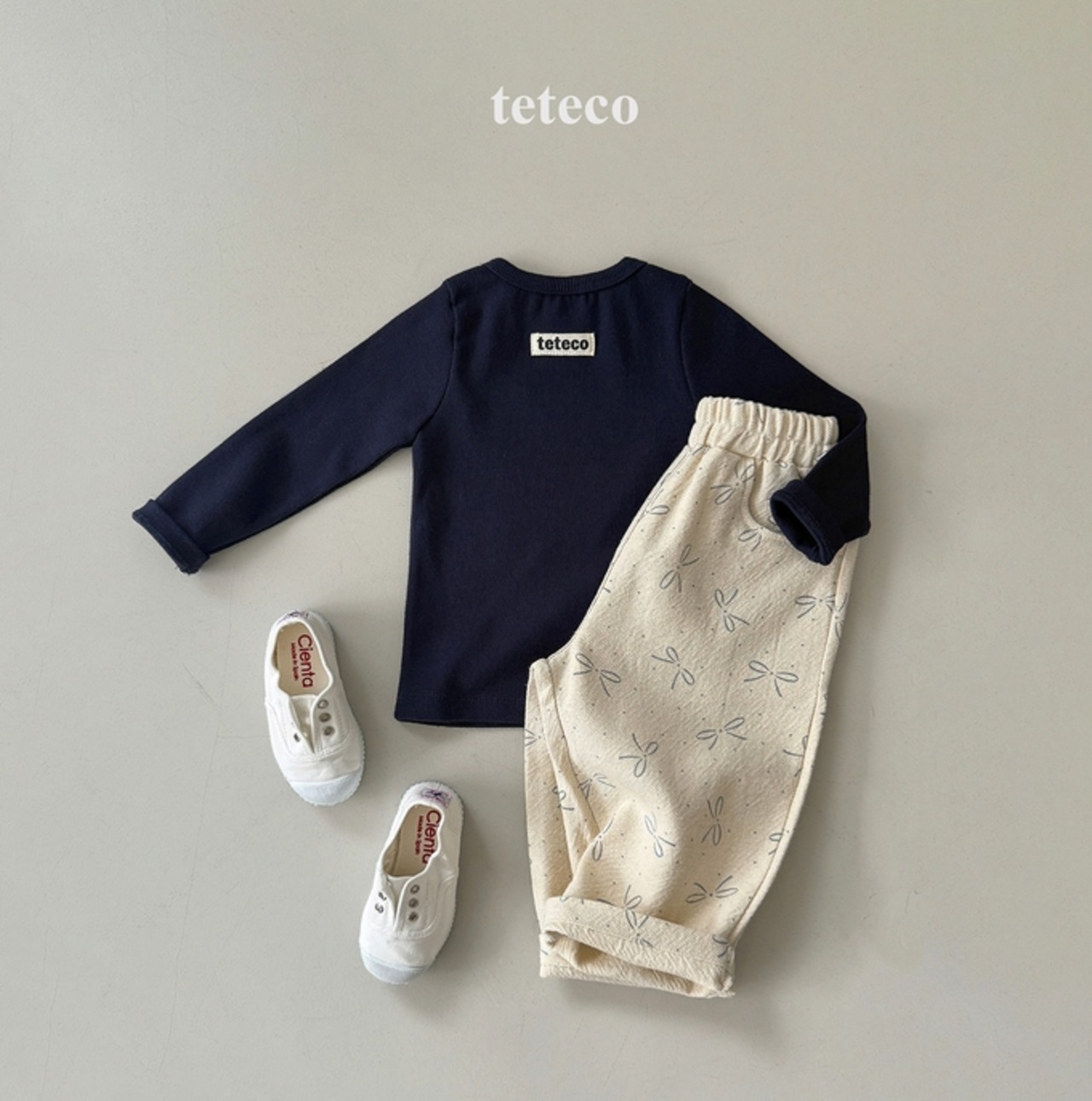 【取寄】teteco リブラベルTシャツ｜秋服｜韓国子供服｜ 26/AT