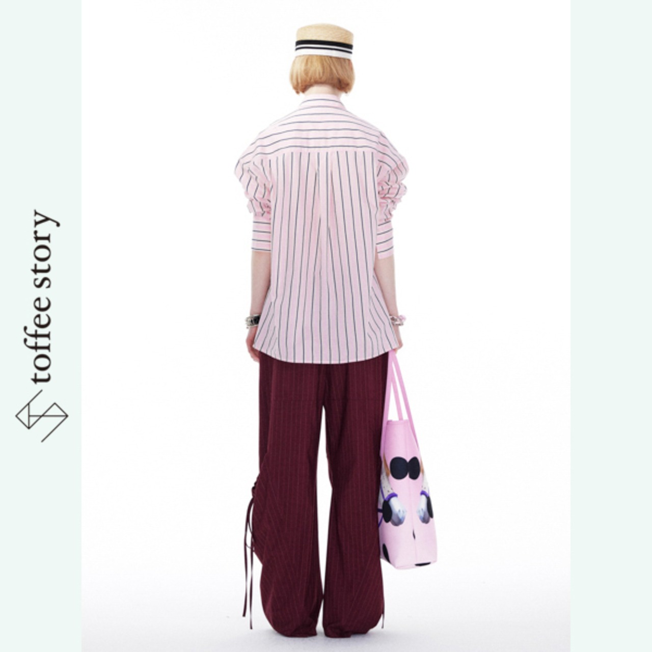 ストライプの錯覚/ピンクオーバーシャツ 《B0012》