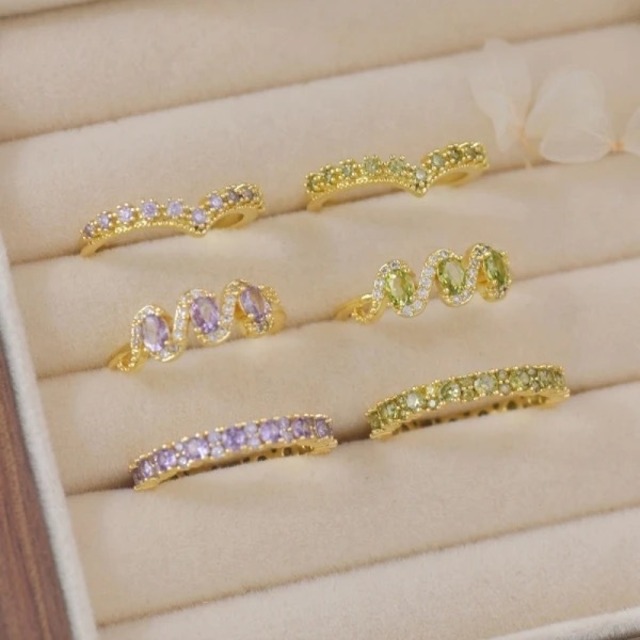 金アレ対応 Twinkle Gem オープンリングコレクション(0976)