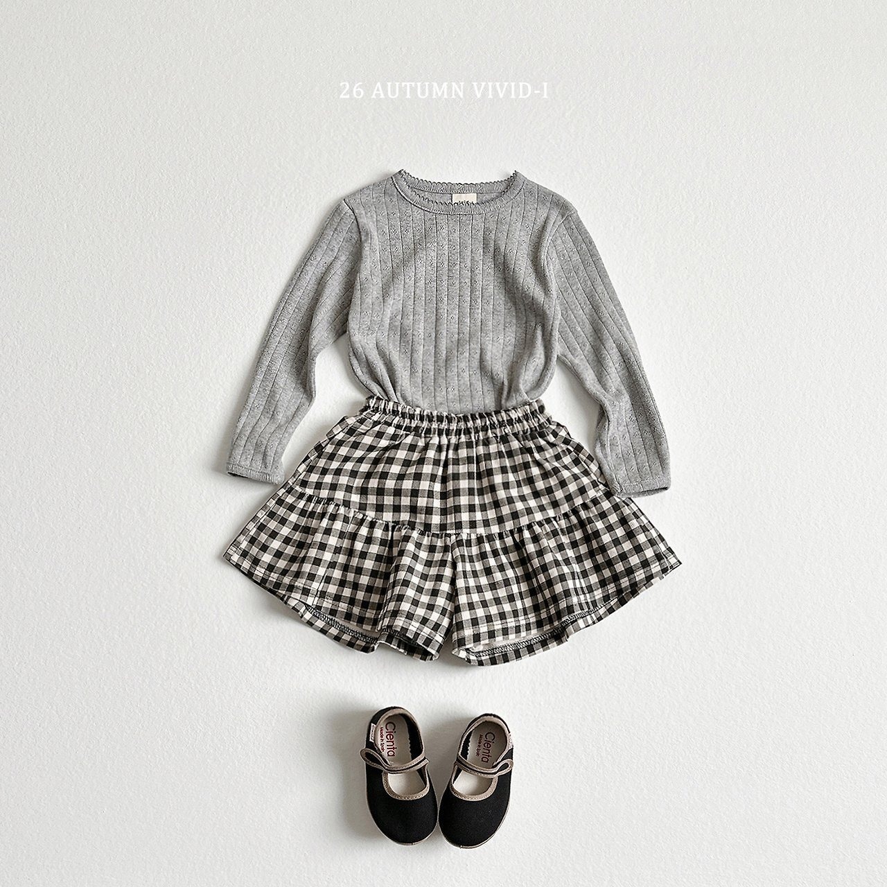 韓国子供服 / VIVID-I / 26Autumn / ピンタックアイレットTシャツ / キッズ服 / ジュニア服 / 秋服 *XS~JM*