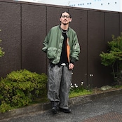 Leh(レー)GANKO別注×damage waffle L/S sweater コーディネート