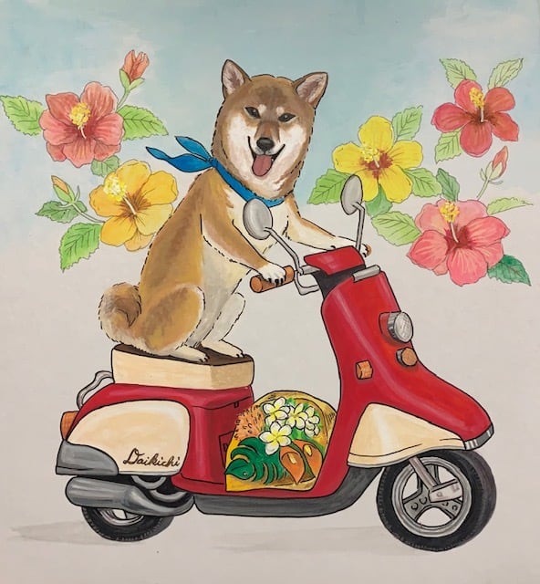 愛車と一緒に・大】色紙ワンコ似顔絵 | shiicoro craft