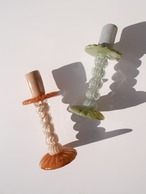 CANDLE HOLDER　caramel/green