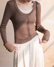 Fake layered rib Knit T20299