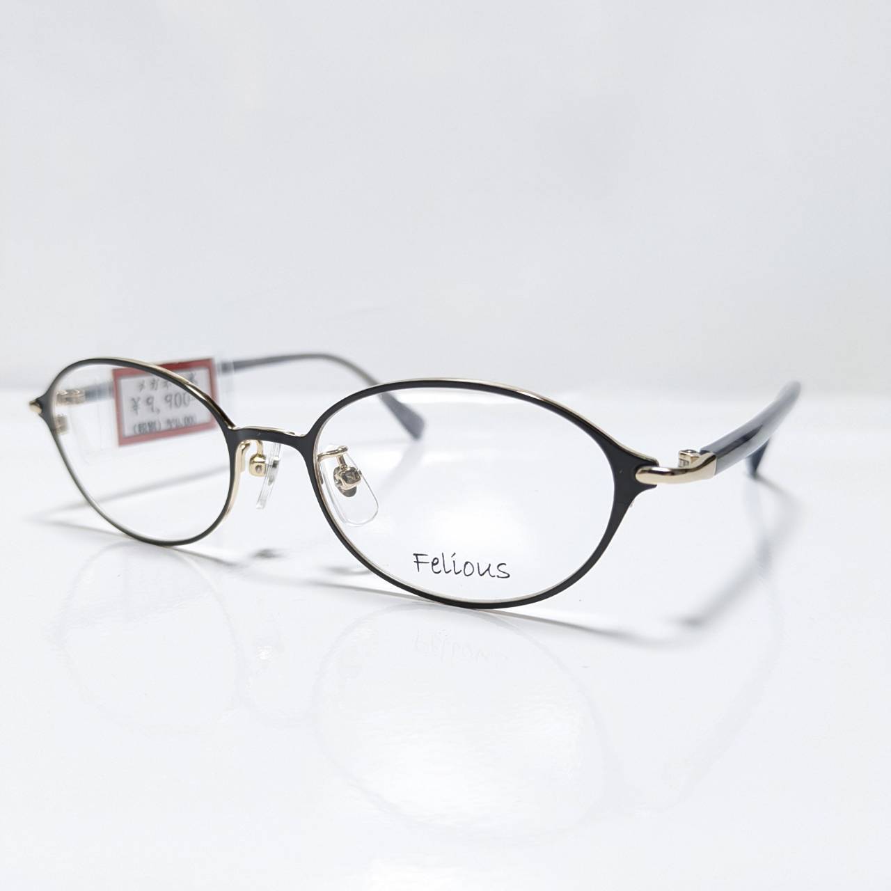 【Felious】オーバルコンビフレーム ネイビー・ゴールド