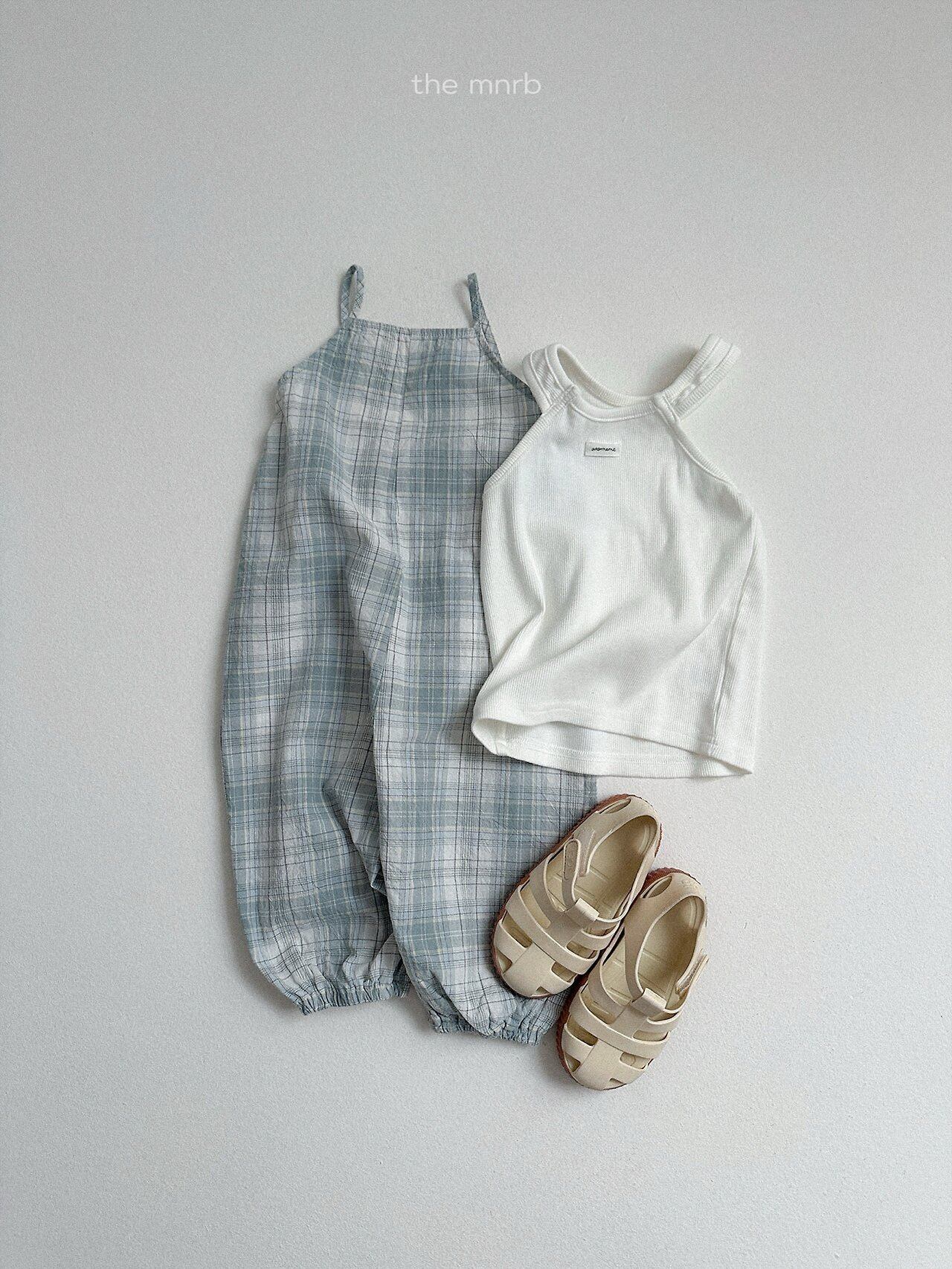 【即納/80size】キャンディチェックサロペット/ minirobe