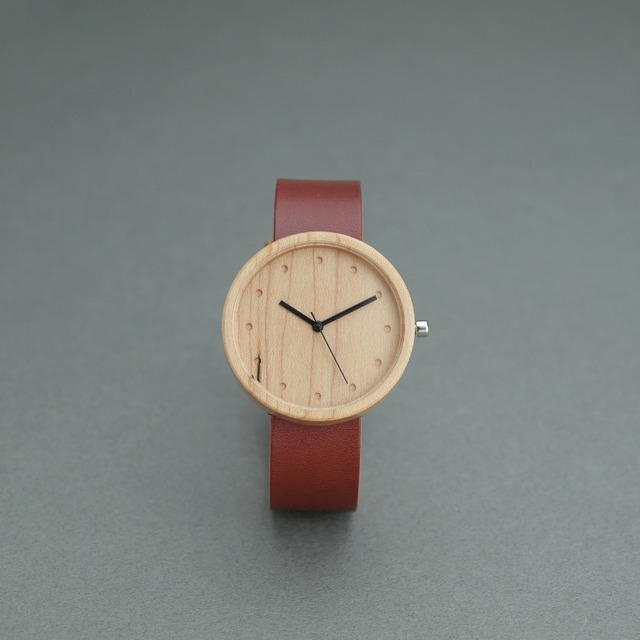 Maple wood - Organic leather Red - L
