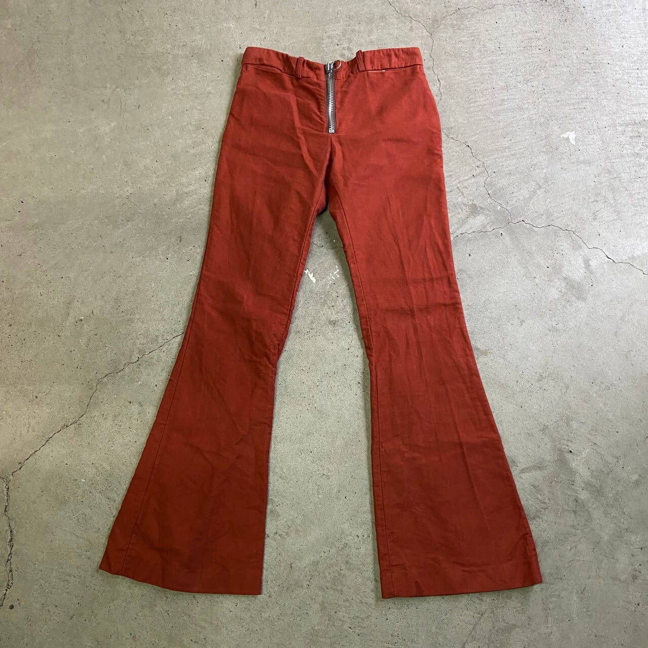 70年代 ブーツカット コットンフレアパンツ レディース W30相当 古着 