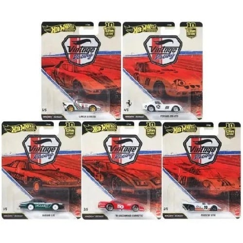 Hot Wheels ホットウィール カーカルチャー ヴィンテージレーシング フェラーリ 250 ランチア ストラトス ポルシェ 917K '76 グリーンウッド コルベット ジャガー XJS 5台セット