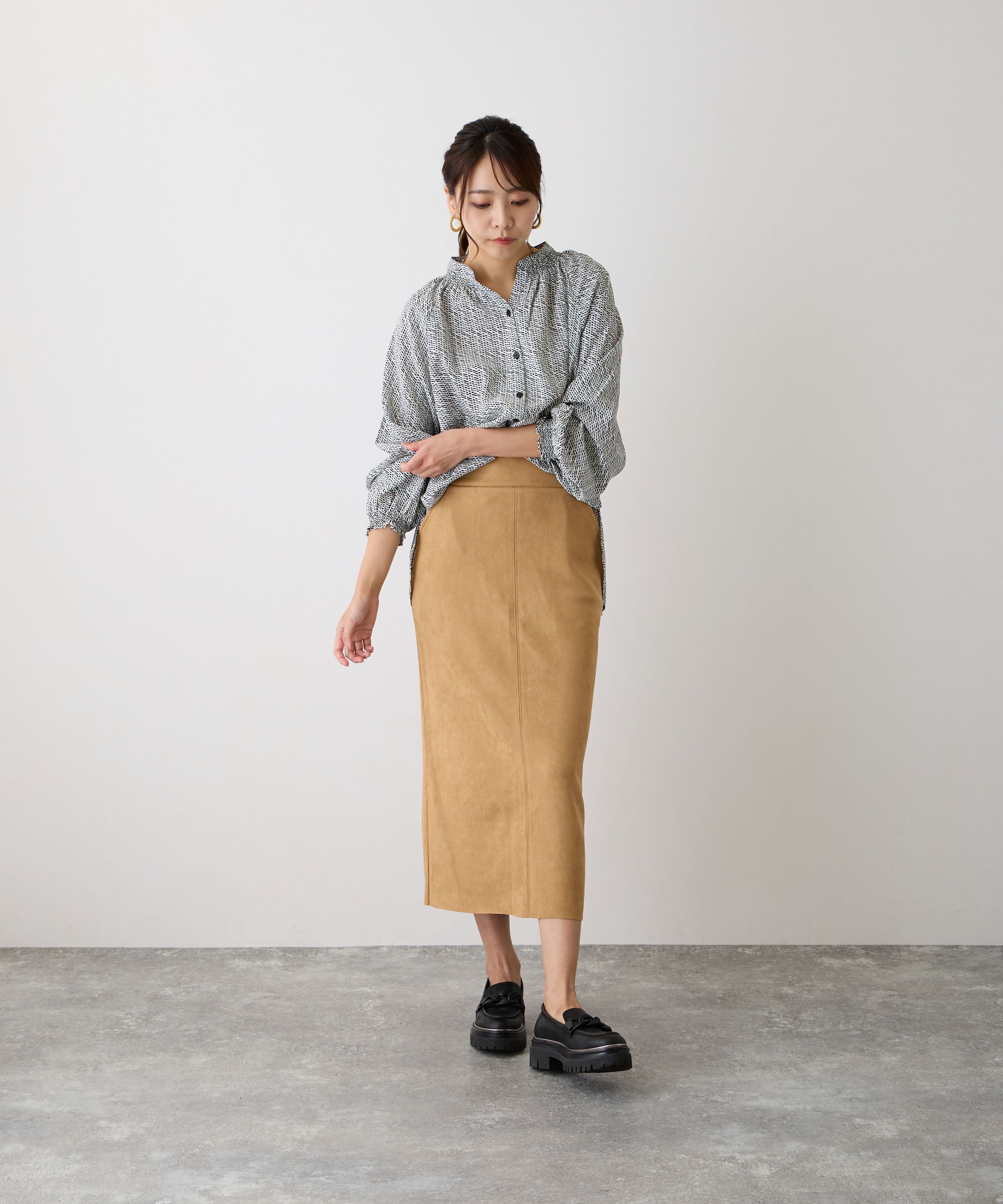 No.58511 フェイクスエードスカート Camel | エルキカク