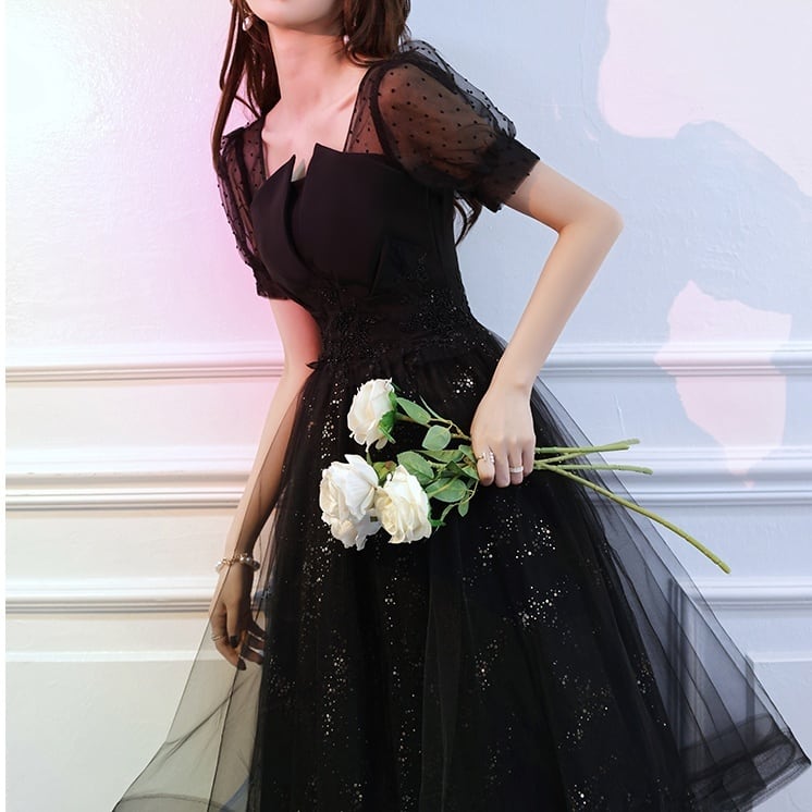 レディース ドレス 衣装 ミディアム丈ドレス ワンピース ワンピースドレス ステージドレス ミディアム丈 マーメイドスカート 透け感 7分袖 ラウンドネック 刺 かわいい 大人可愛い き シースルー ドレス 衣装 ワンピース ミディアム丈ワンピース 二次会ドレス 演奏会