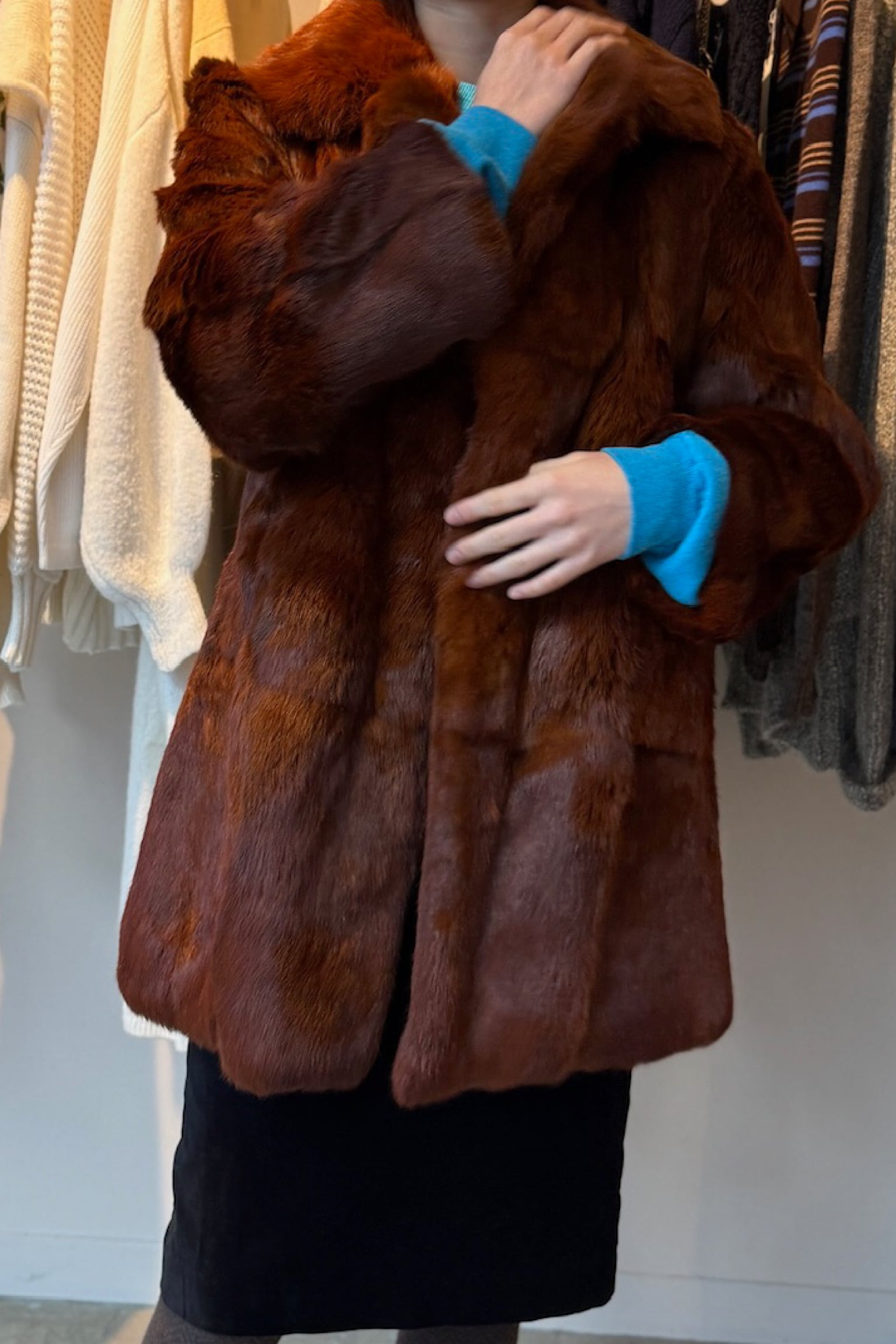 used 古着 リアルファーコート ブラウン エレガント 古着コーデ ブラウンリアルファーコート | DROOMTUIN_VINTAGE