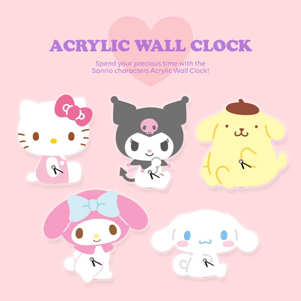 韓国限定 公式】sanrio characters acryl wall clock 5types