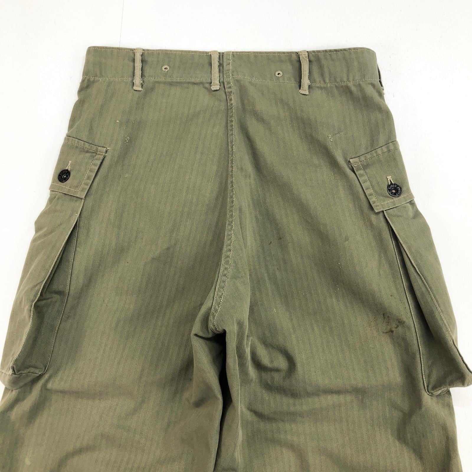 USMC 40年代 P-44 HBT モンキー パンツ カーゴパンツ 裾菊穴あり 実寸