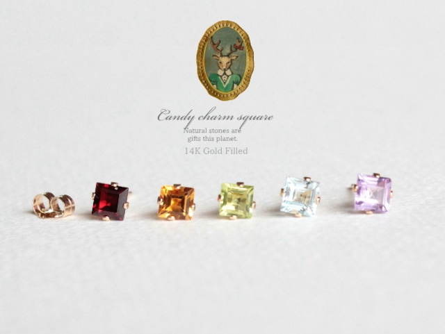 Candy charm square 14KGFピアス