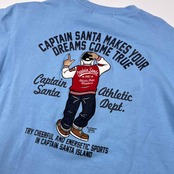 CAPTAIN SANTA キャプテンサンタ BIG刺繍&プリント 長袖 スウェット トレーナー シャツ サイズ XL /水色ブルー系