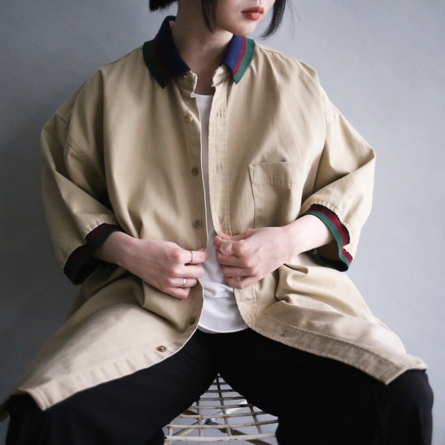 3-color rib design over size h/s shirt