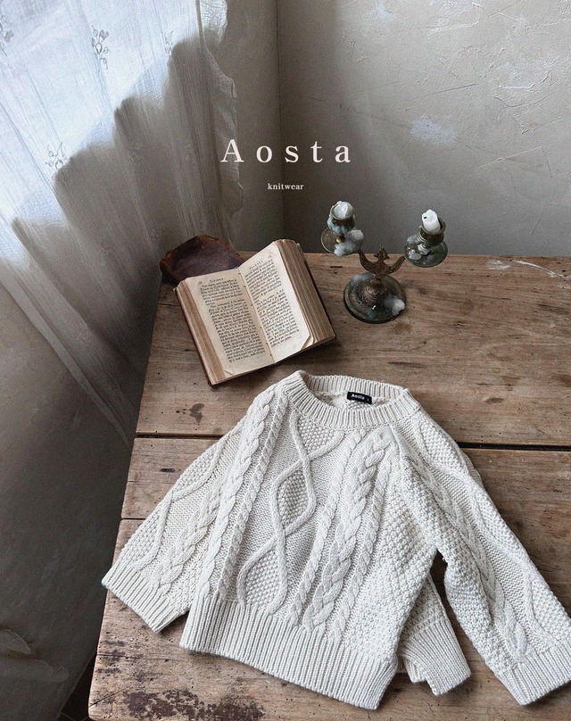 《秋ご予約》knit pullover ★ ｜ご予約 秋 aosta アオスタ プルオーバー pullover 女の子 男の子 ベビー キッズ 淡色