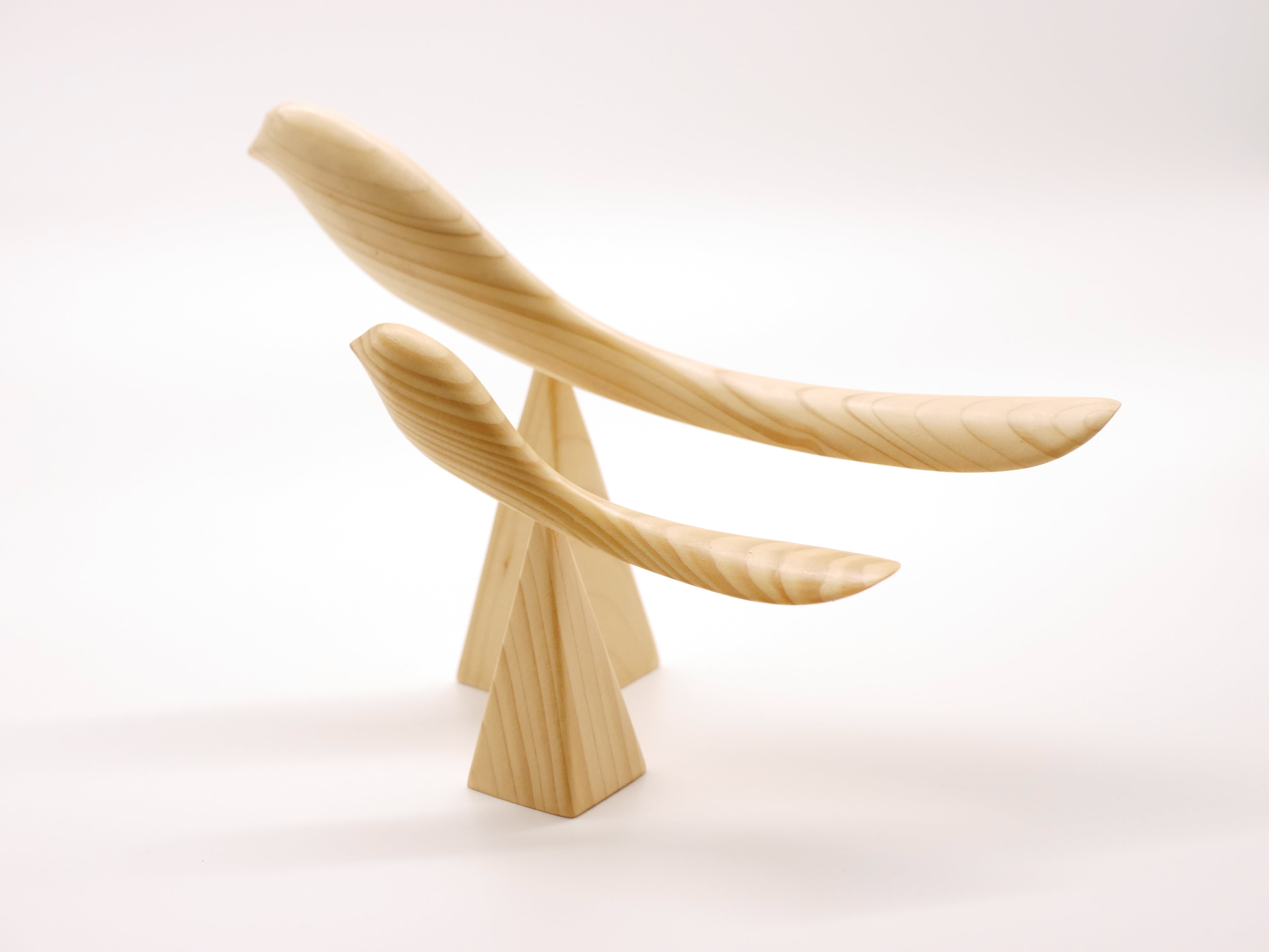 親鳥小鳥の靴べらセット 天然木製 柘植（ツゲ） インテリア 飾って