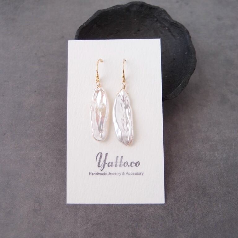 再入荷【K14gf】 Feather Pearl／フェザーパール フックピアス | Yatto 