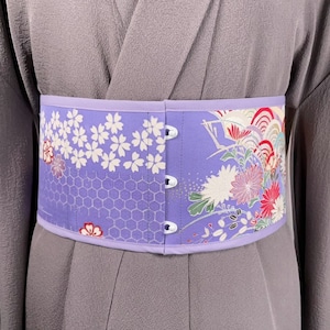 コルセット帯(青海波・振袖より制作)Corset Obi(Seigaiha wave・Made of Furisode-Kimono)