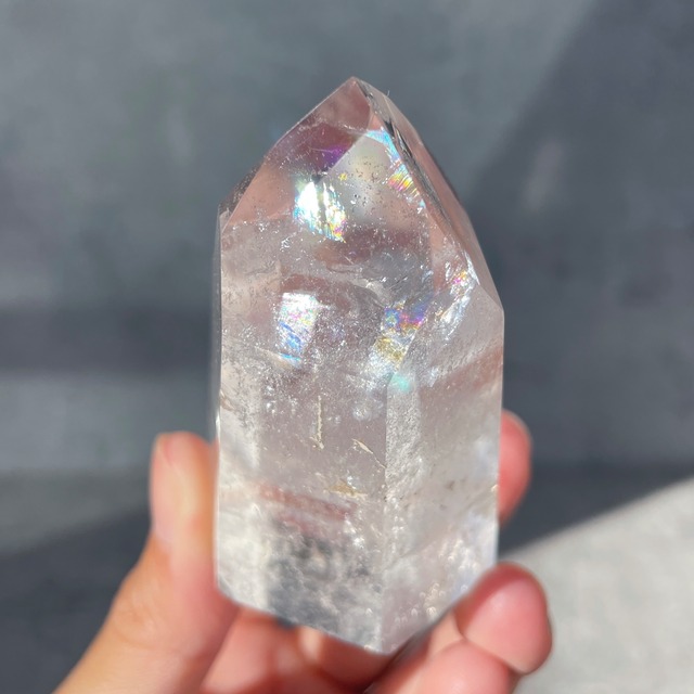 先端に大きな虹◎ミナスジェライス産クリアクォーツ タワー11◇ Clear Quartz ◇ 天然石・鉱物・パワーストーン