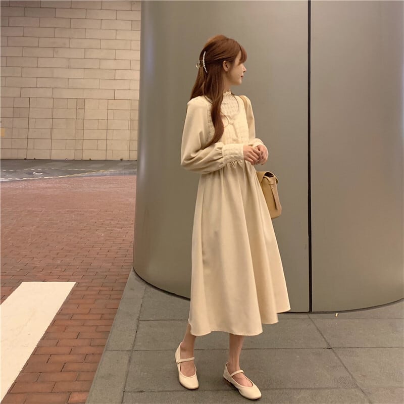 【新品・送料無料】韓国ファッション　フレンチロングワンピース