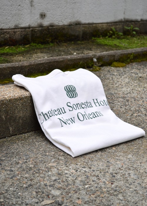 90s Old Henley Neck Chateau Sonesta Hotel by Cotton Deluxe 90's Made in USA From Anvil コットンデラックス 90s USA製 ヘンリーネックT