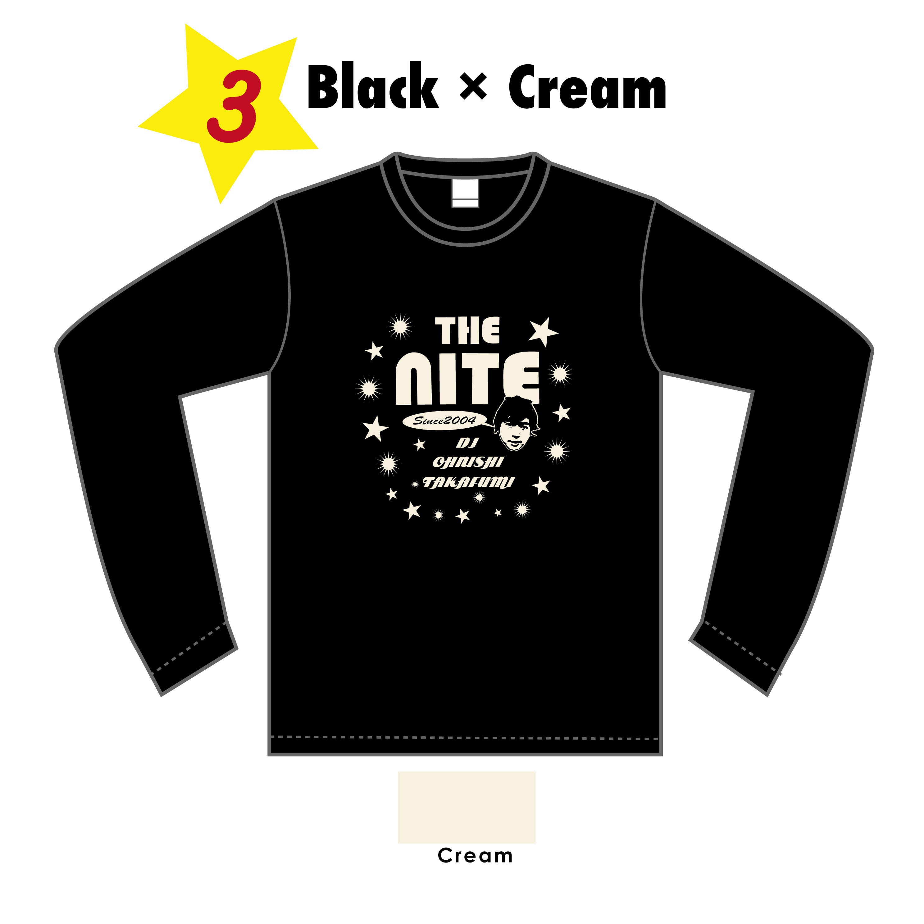 《SALE》THE NITE オリジナル 長袖Tシャツ Black × Cream