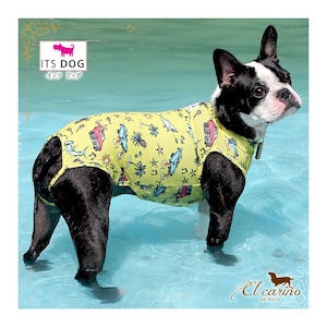 ITSDOG【正規輸入】犬 服 水着 袖なし ブルー イエロー UV遮断 夏物