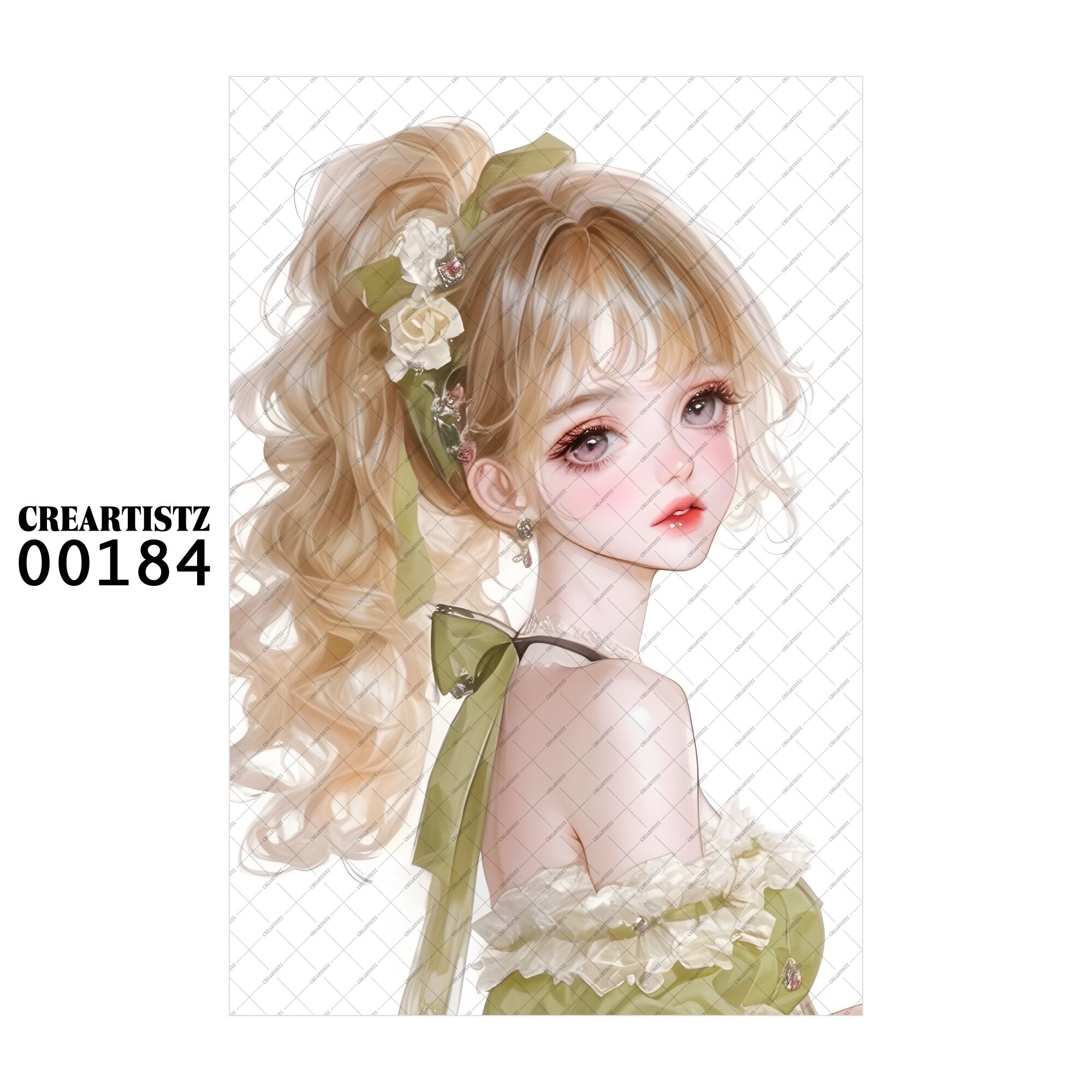 00184 ガール キュート オリジナル ペーパー/ステッカー 4枚セット CREARTISTZ