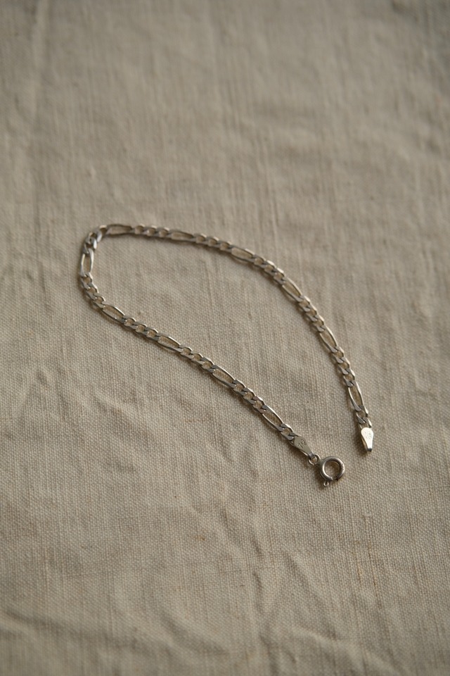 Utah／vintage 925 silver figaro link chain bracelet／made in italy