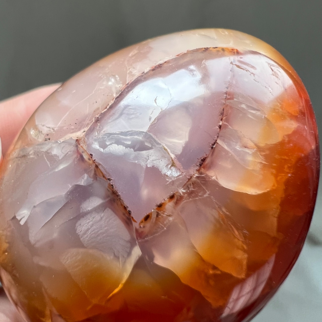 カーネリアンオルカアゲート*エッグ0615*天然石*天然石インテリア*置き物