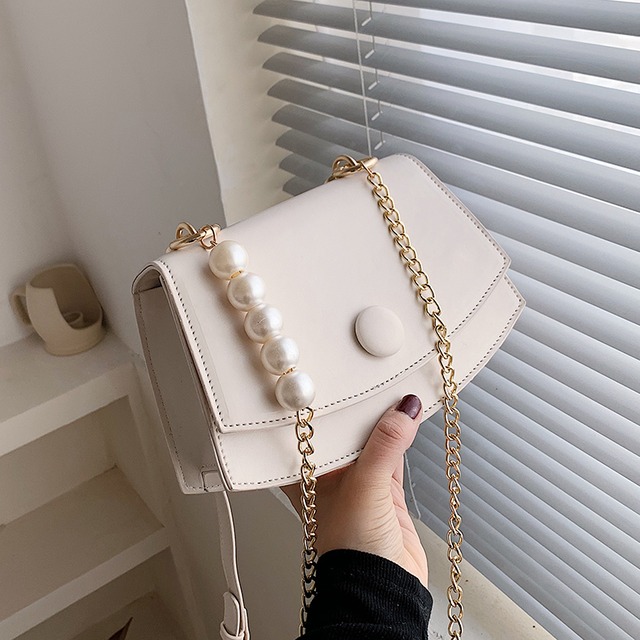 サマーパールチェーン レッド 夏物 真珠 メッセンジャーバッグ Tiancai_Wing_Bag83323306733