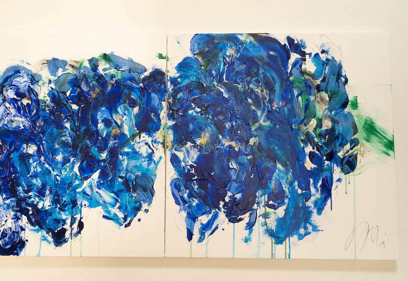Flowers / 青い花をテーマにした現代アート作品 2連キャンバス 絵画