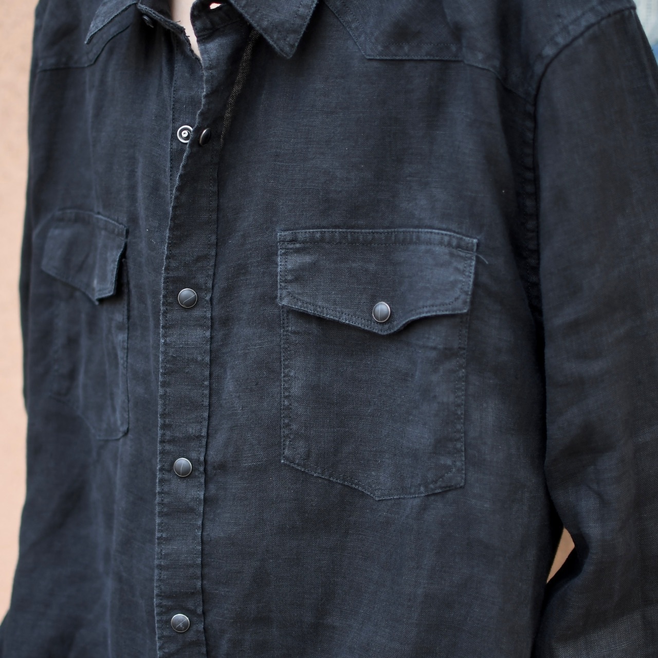 black linen design western shirt