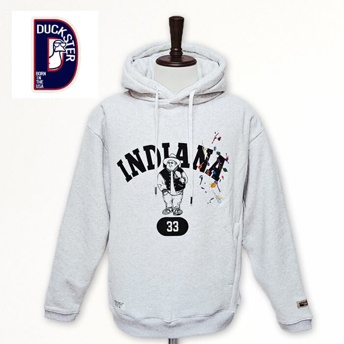 DUCKSTER ダックスター パーカー メンズ カレッジロゴ ペンキ飛ばし 刺繍 裏起毛【送料無料】