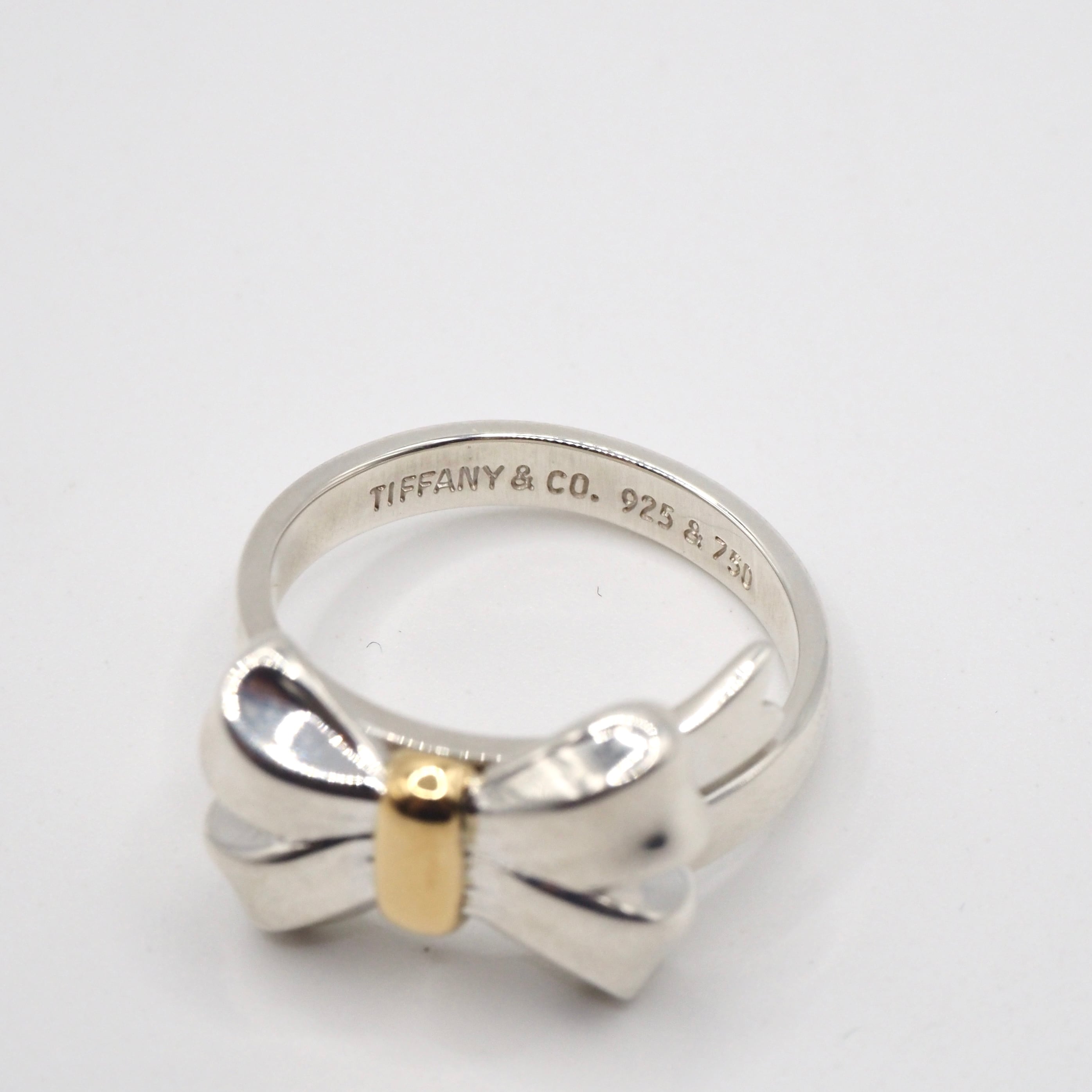 Tiffany&Co. 約12号 リボン リング シルバー925 K18 ティファニー