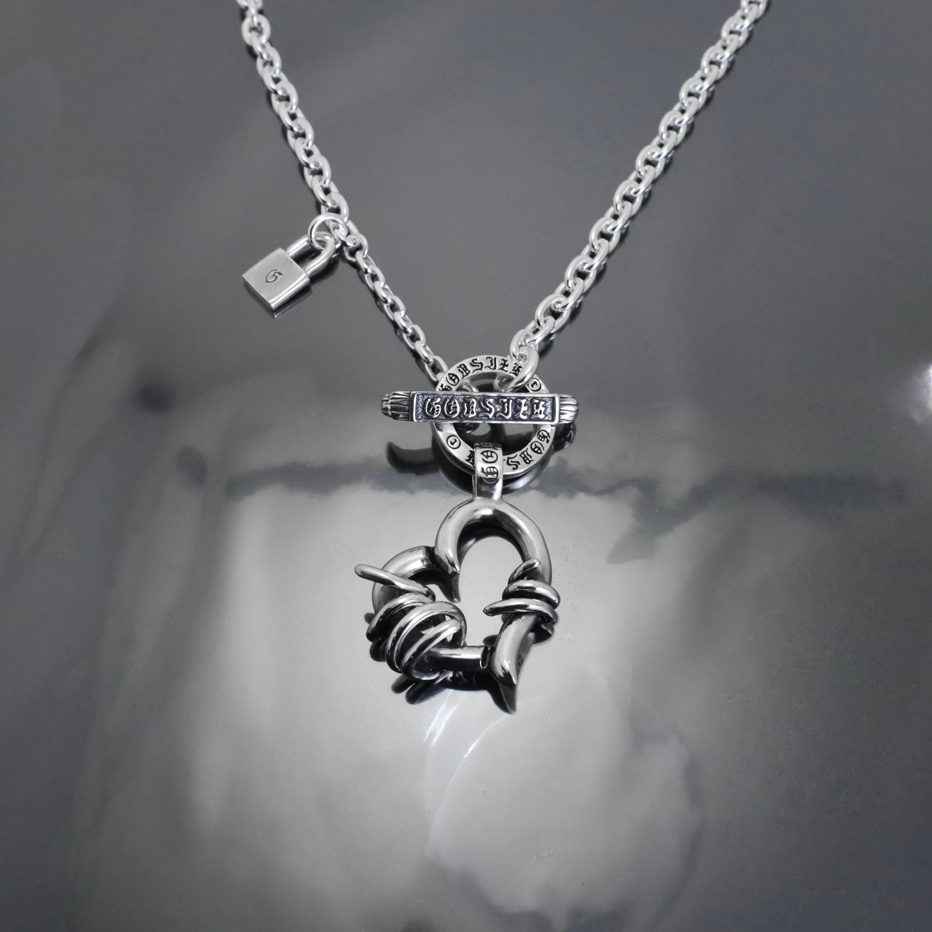 THORNY HEART NECKLACE T-BAR / ソーニーハートTバーネックレス | GODSIZE
