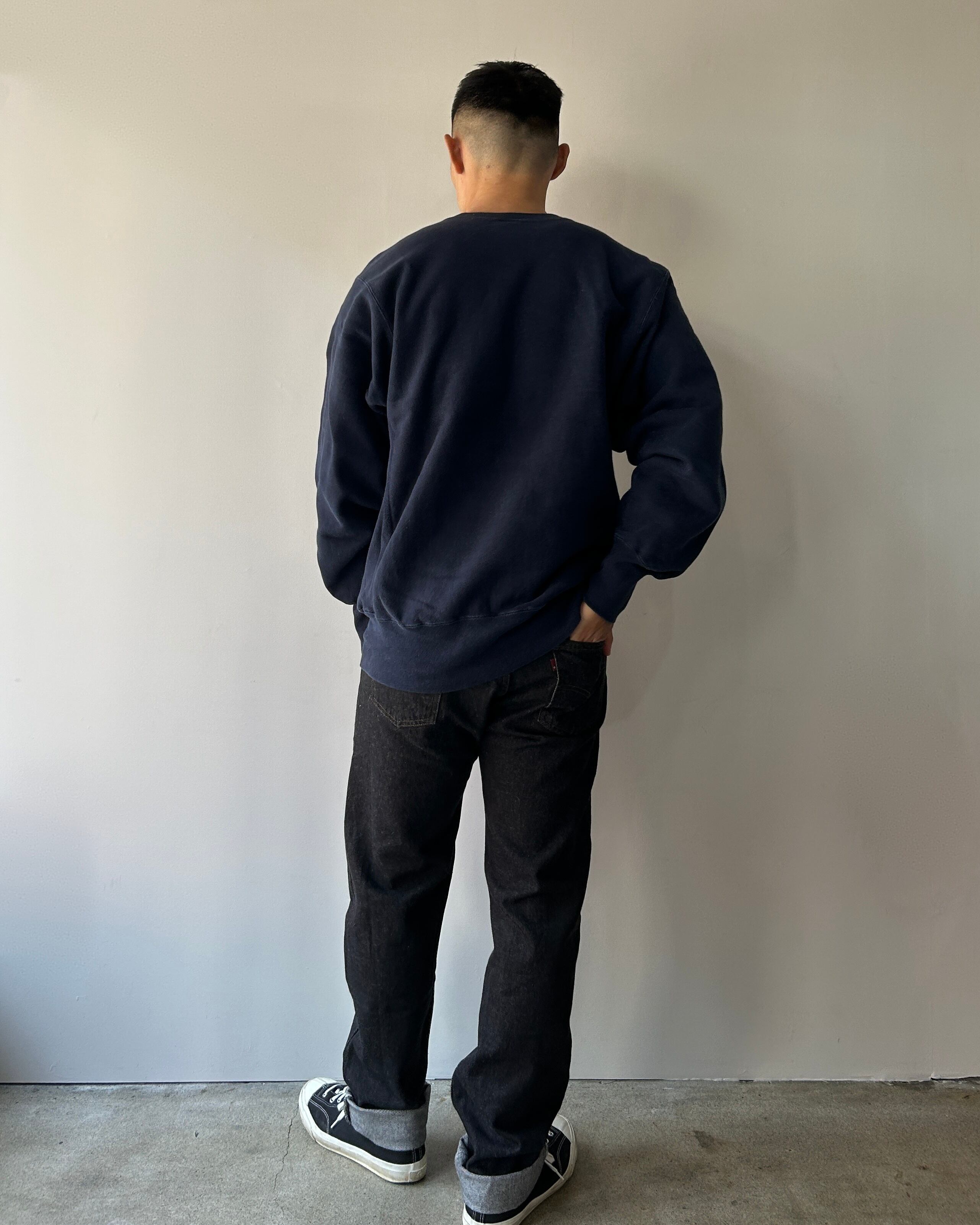 90s 紺無地 XL リバースウィーブ ネイビー スウェット 無地  