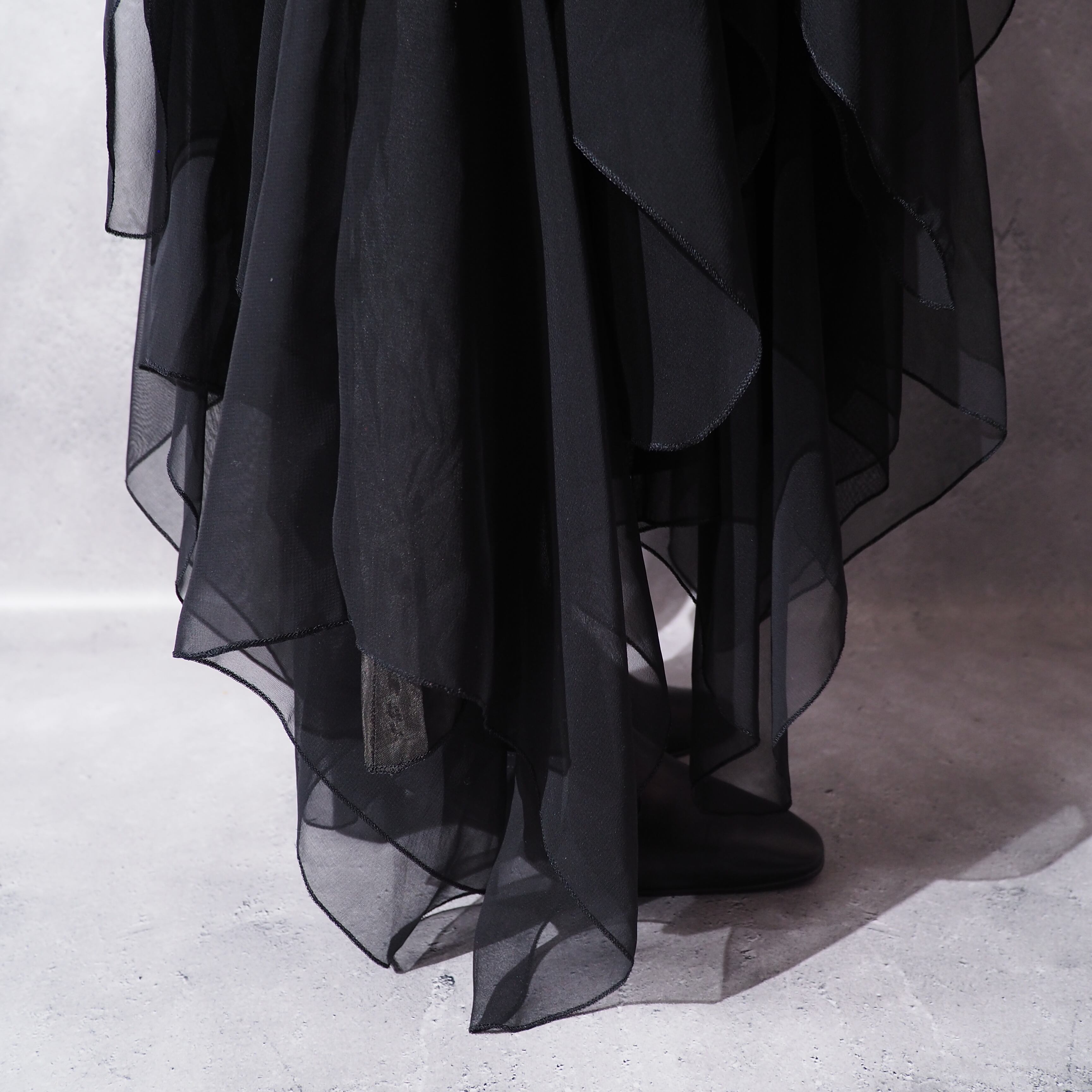 cold flower painted × asymmetry frill vintage onepiece dress