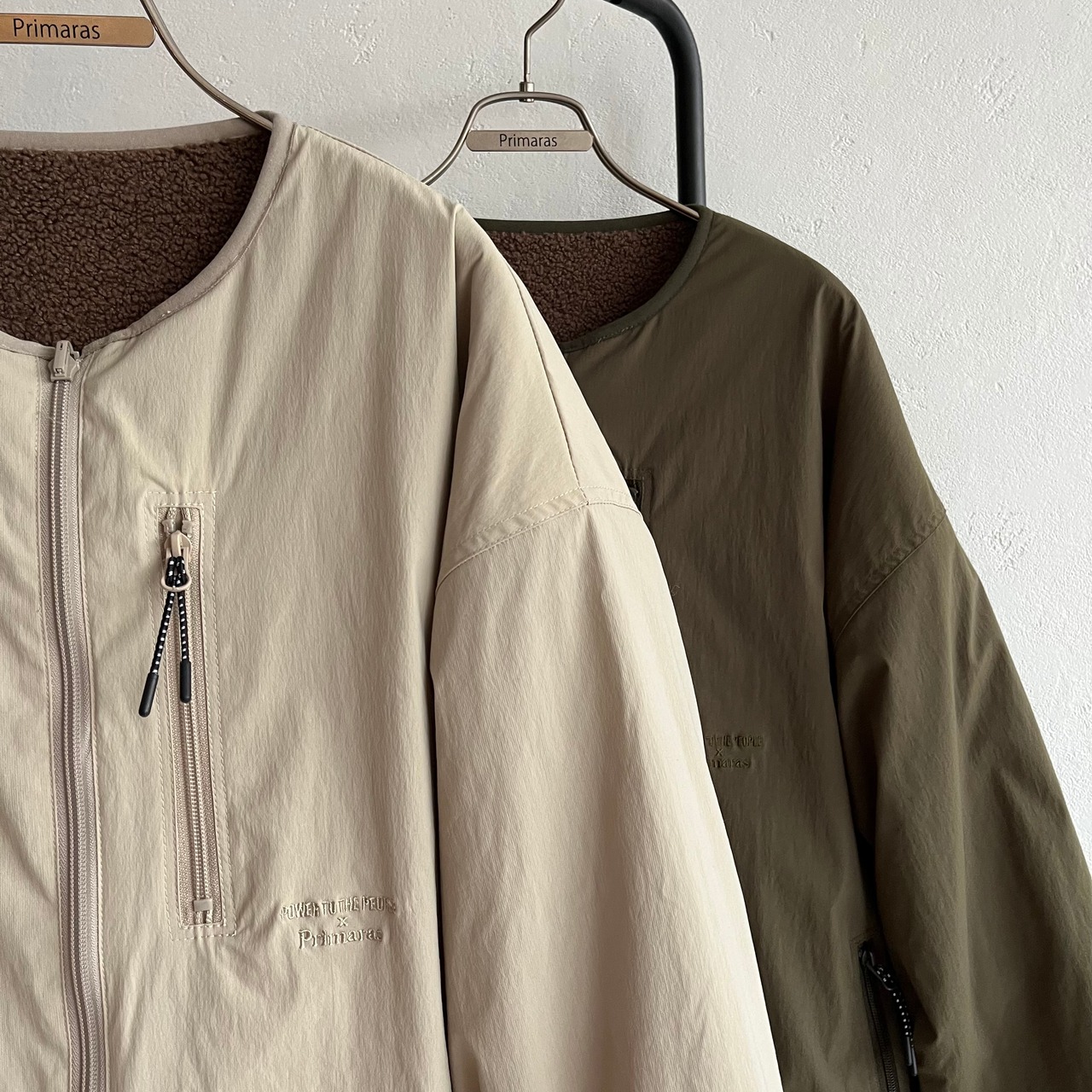 2way多機能ソフトリバーシブルボアouterlongホワイト×ブラウン