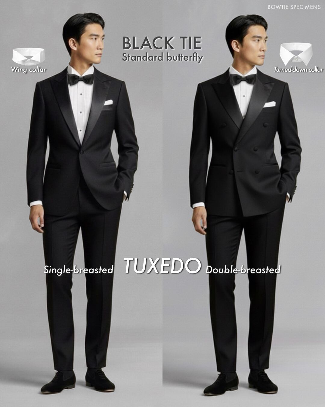 スタンダード・バタフライ (ブラックサテン/ソリッド) 作り結び型〈蝶