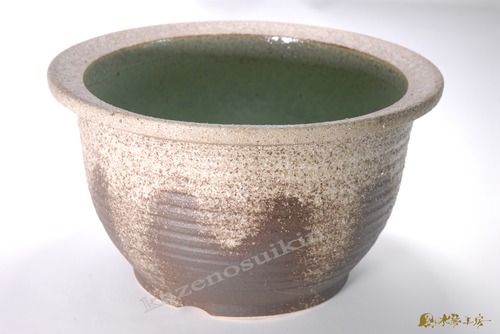 灰釉千段水鉢 15号（信楽焼・信楽焼き 陶器・水鉢） WR15-515
