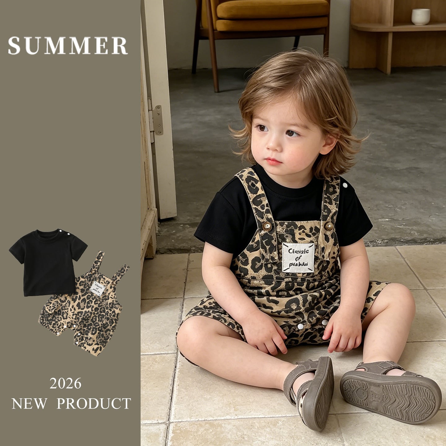 BABY】ヒョウ柄サロペット&シャツ | Betty