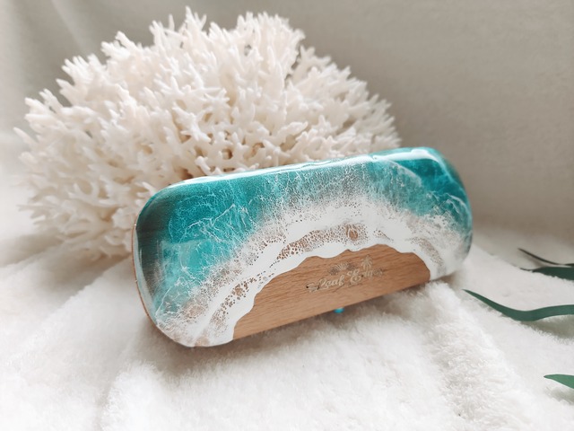 398..オーシャンレジンアート メガネケース、サングラスケース訳有り品