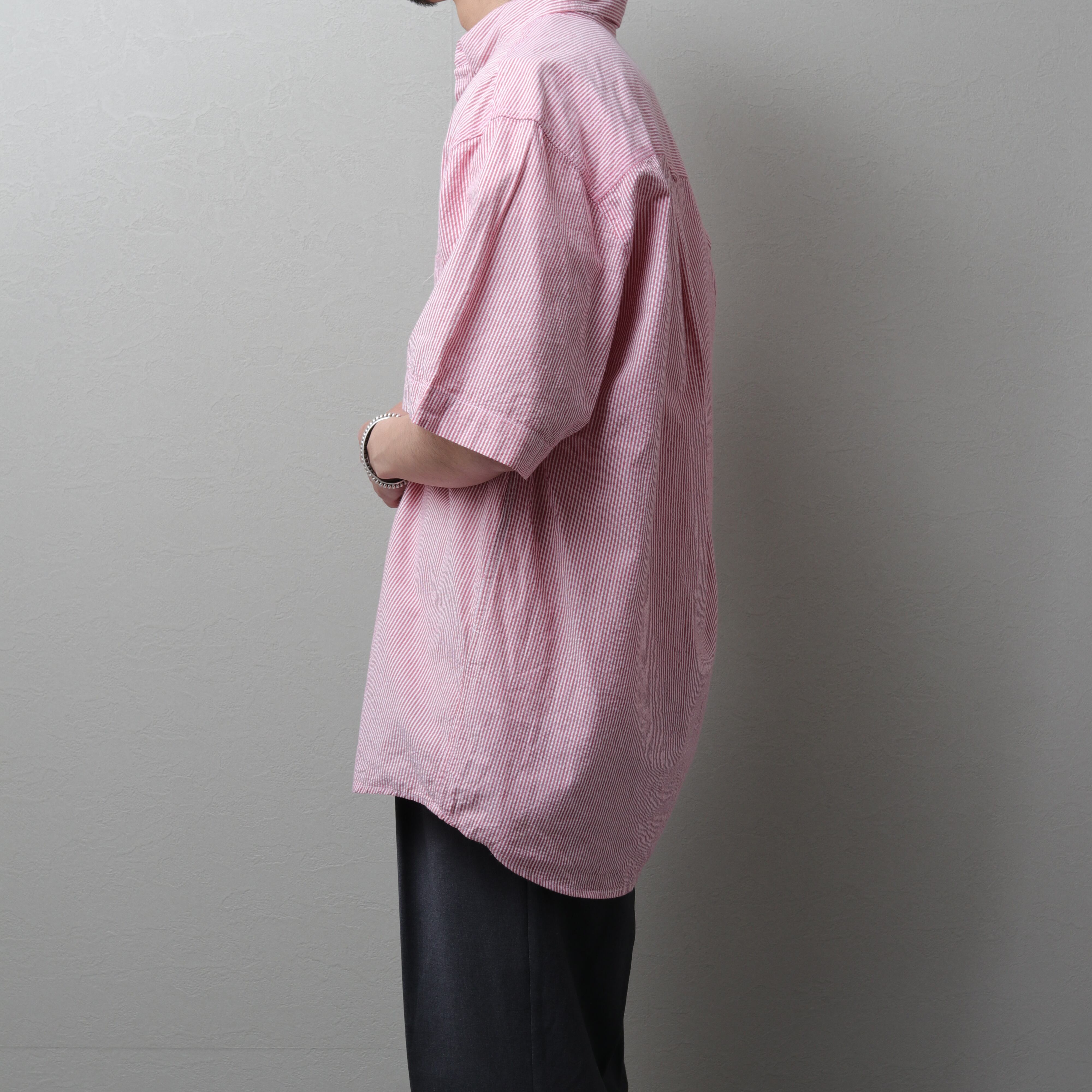 1990's~ Eddie Bauer S/S Seersucker B.D Shirt, candy stripe 121073